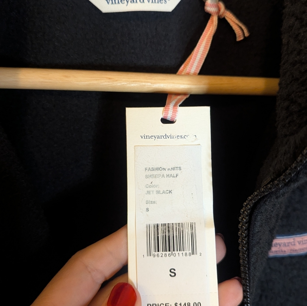Vineyard Vines Black Women's 1/2 Zip Sherpa Fleece Size Small - Picture 6 of 10